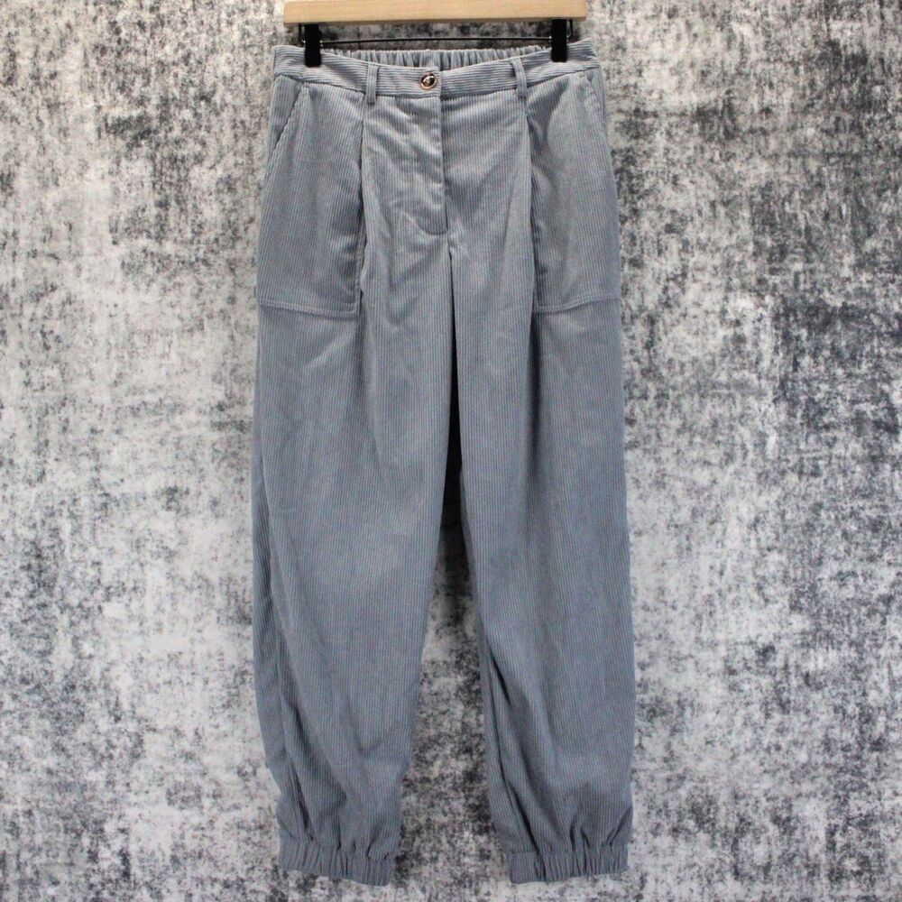 NEW Halara Pants Womens Size M Blue Corduroy AuraCord High Rise Pleated